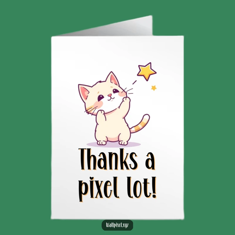 Free Printable Thank You: Pixel Cat Star Gratitude Funny Downloadable Gift