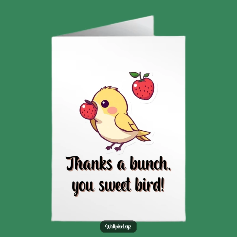 Free Printable Thank You Card: Pixel Bird's Berry Gratitude - Adorable Download