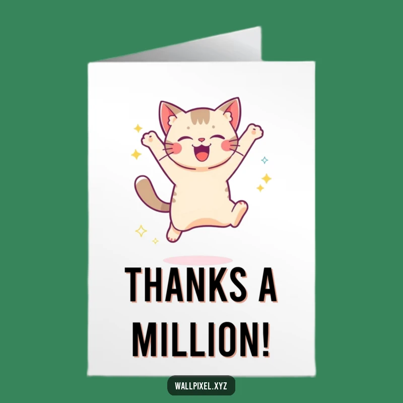 Free Printable Pixel Cat Thanks Card - Fun Digital Sparkle Downloadable Gift