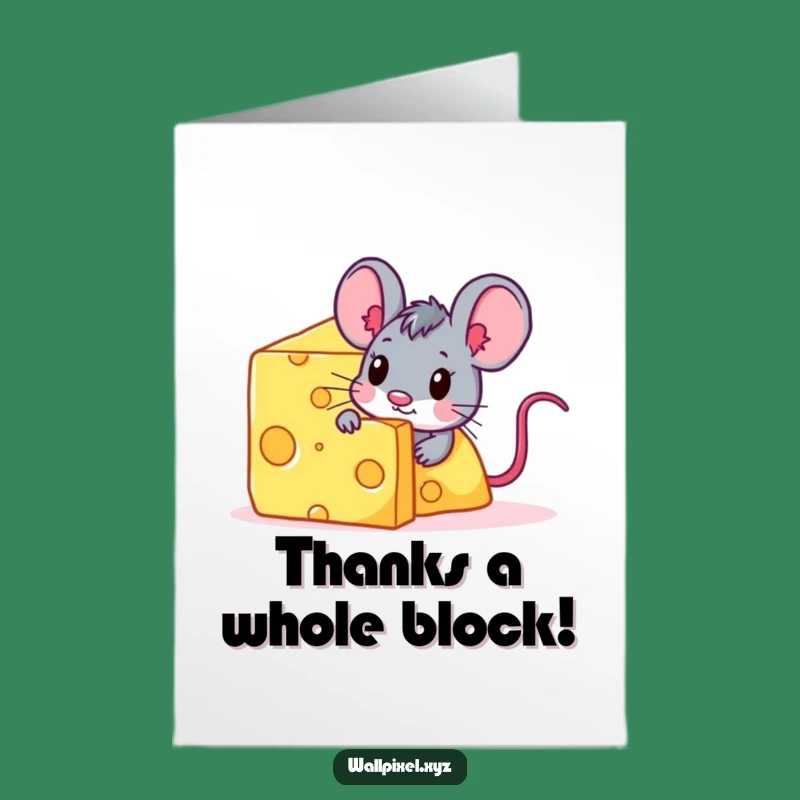 Free Printable Thank You Card: Pixel Mouse Cheese Funny Downloadable Gift