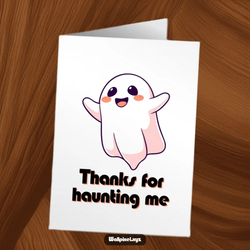 Funny Free Printable Thank You Card: A pixelated ghost laughing uncontrollably while inverted, offering a humorous thank you.