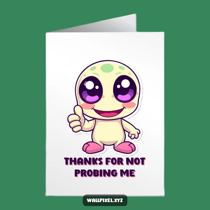 Funny Free Printable Thank You Card: Appreciative Pixel Alien Thumbs Up Gift