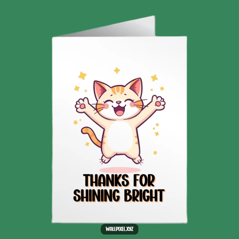 Free Printable Thank You Card: Pixel Cat Leap Funny Downloadable Gift