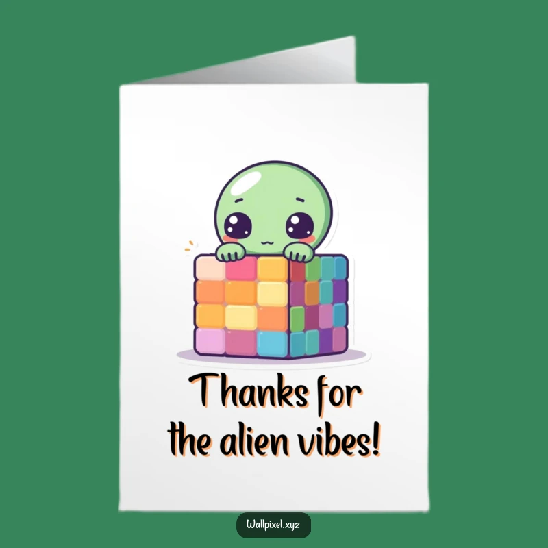 Free Printable Pixel Alien Thank You Card - Cute Downloadable Appreciation Gift