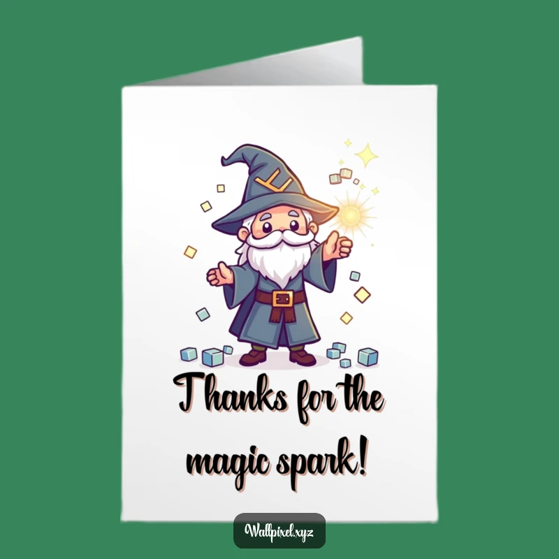 Free Printable Thank You Card: Pixel Wizard Spell Funny Downloadable Greeting