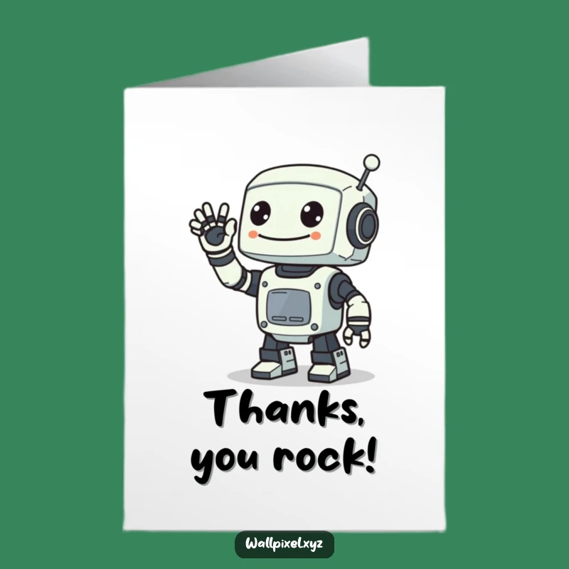Free Printable Pixel Robot Thanks Card - Waving Digital Downloadable Gift
