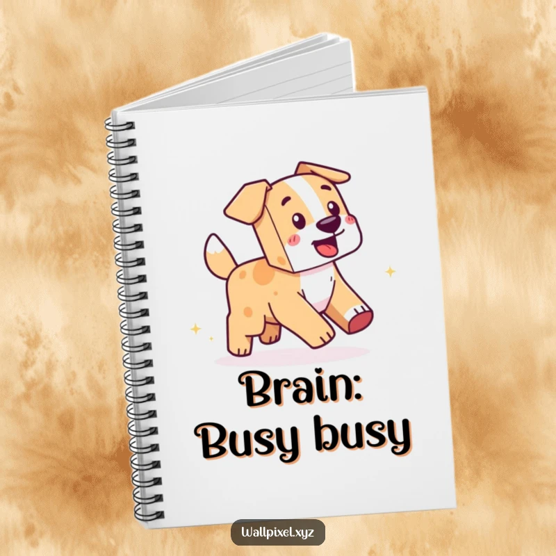 Funny Pixel Dog Notebook: A lined notebook with a cover featuring a blocky dog chasing its pixelated tail.