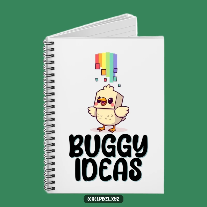 Funny Startled Bird Pixel Rainbow Notebook: Jot Down Ideas Retro