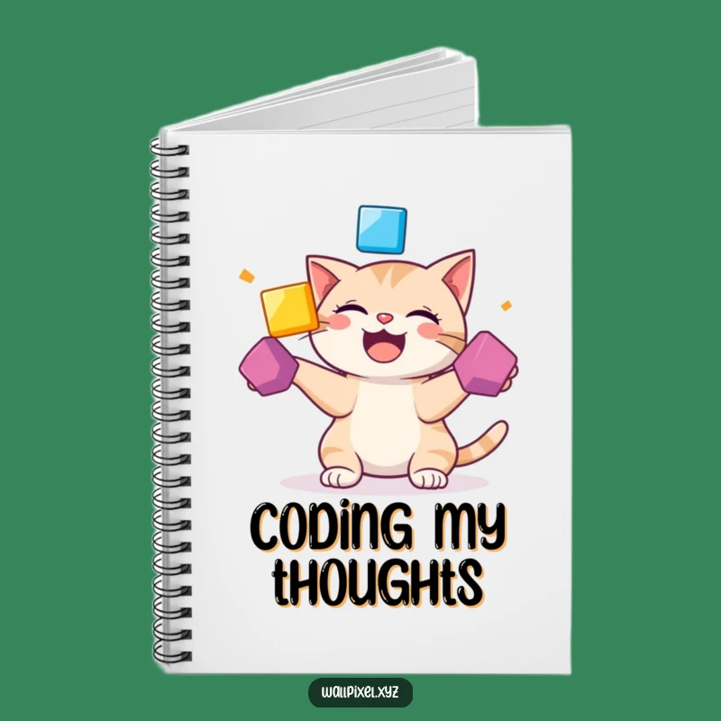 Funny Pixel Cat Notebook: Giggling Juggling Cat, Great Funny Gift