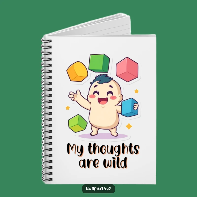 Funny Notebook: Wobbly Juggler Ideas, Pixel Character, Colorful Cubes, Journal Fun