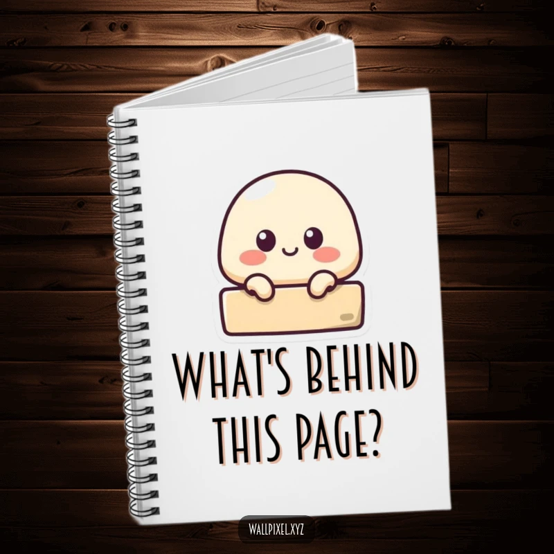 Funny notebook with a small pixelated blob peeking from behind a block, ideal for jotting down funny ideas.