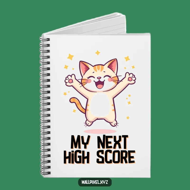 Funny Pixel Cat Leap Notebook: Jot Down Game Strategies, Retro Style