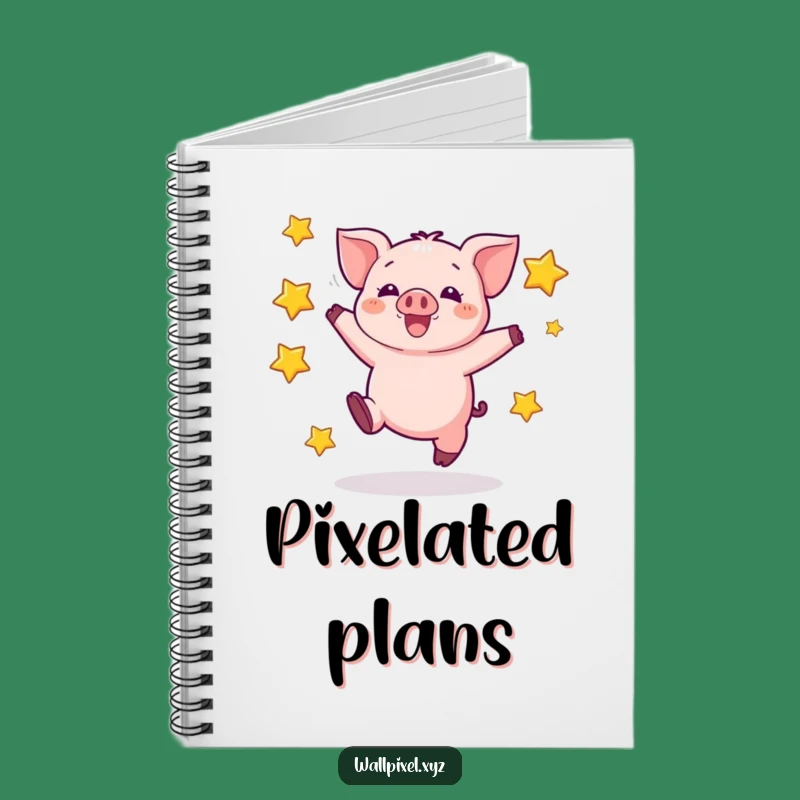 Funny Pixel Piglet Notebook - Excited Jumper, Perfect Funny Gift for Writers
