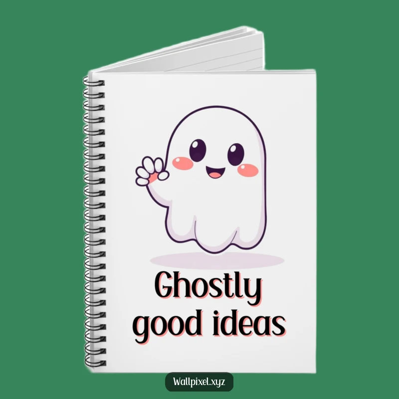 Funny Pixel Ghost Notebook - Friendly Waver, Perfect Funny Gift for Scribes