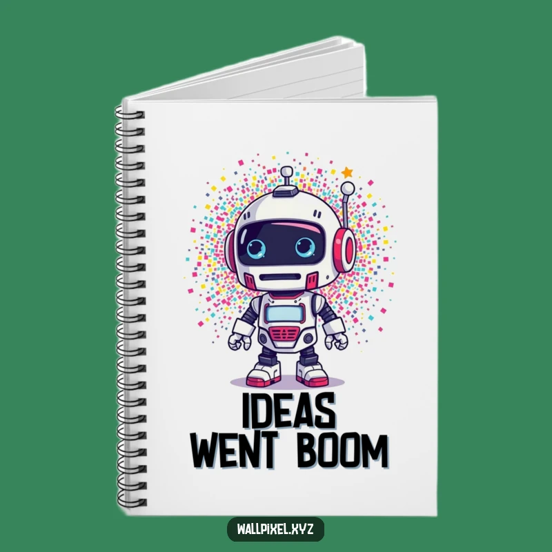 Funny Robot Pixel Explosion Notebook - Jot Down Ideas with Humorous Flair Gift!