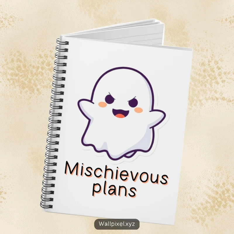 Funny Ghost Notebook: A mischievous pixelated ghost plays peek-a-boo on the cover, inspiring playful note-taking.