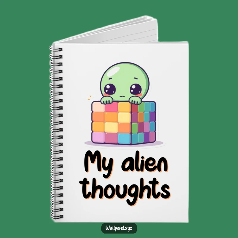 Funny Pixel Alien Notebook: Peek-a-Boo Cube Humor Sci-Fi Journal Gift