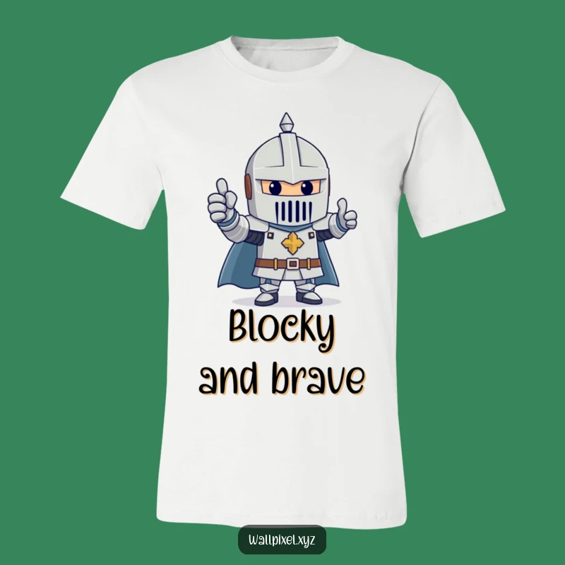 Funny Block Knight T-Shirt: Wear Your Positivity with Heroic Style!