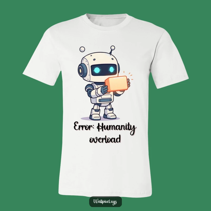 Funny T-Shirt: Pixelated Robot Offering Cube, Cool Sci-Fi Humor and Funny Gift