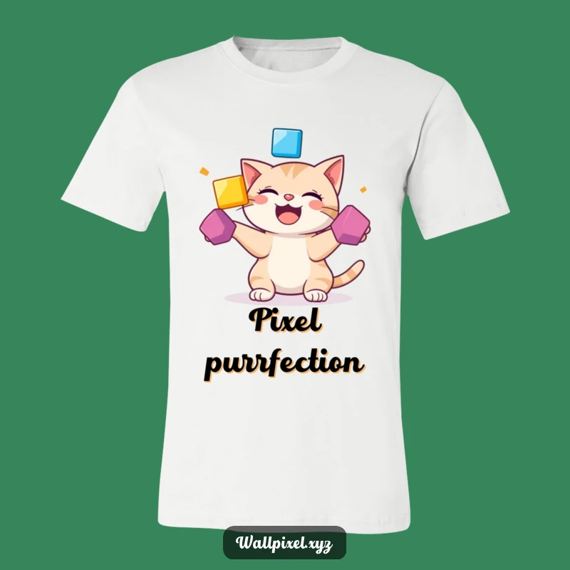 Funny Pixel Cat T-Shirt: Giggling Juggling Cat, Hilarious Gift