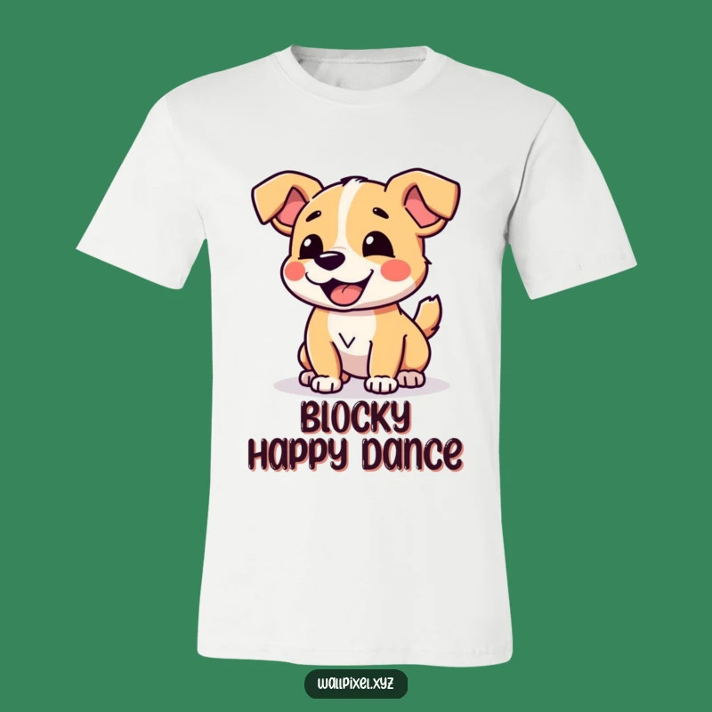 Funny Pixel Dog T-Shirt: Joyful Blocky Tail Wagging Humor Gift Tee