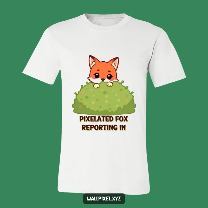 Funny Pixel Fox T-Shirt: Blocky Character Peeking, Hilarious Retro Gaming Apparel Gift!