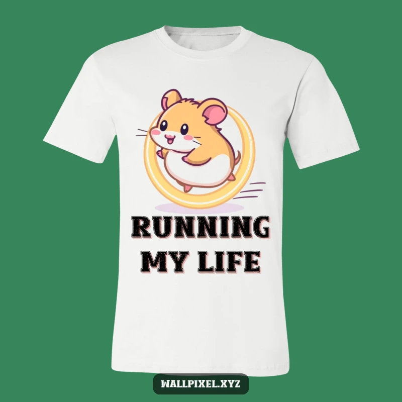 Funny Pixel Hamster Running T-Shirt, Great Gift for Active People