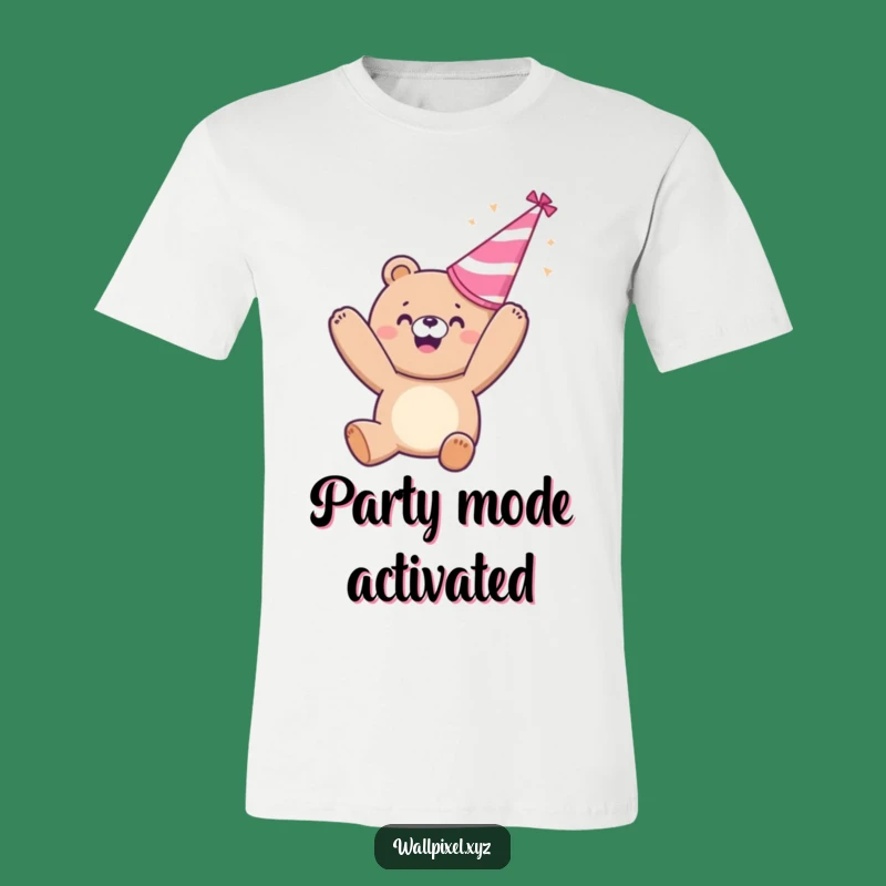 Funny Pixelated Bear Party T-Shirt - Wear Your Celebration with Humorous Style!