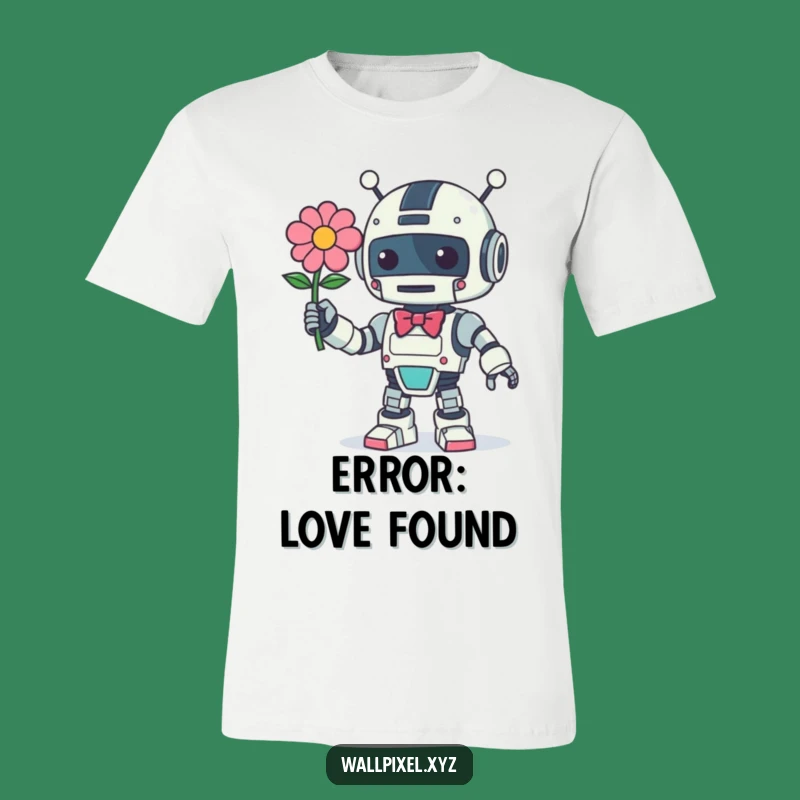 Funny Retro Robot Pixel Flower T-Shirt, Unique Geeky Gift