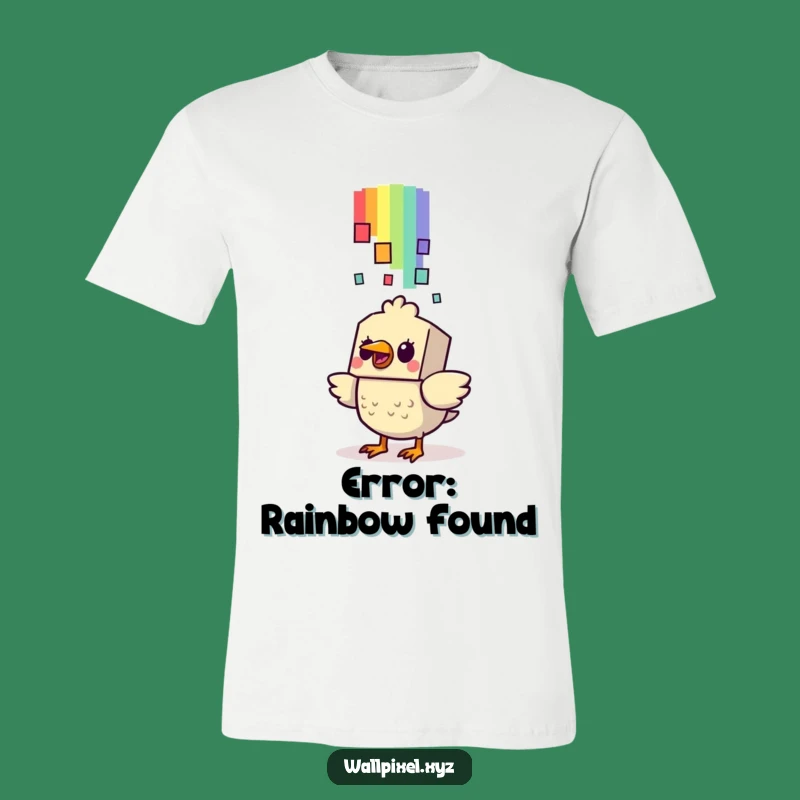 Funny Startled Bird Pixel Rainbow T-Shirt: Retro & Hilarious Gift