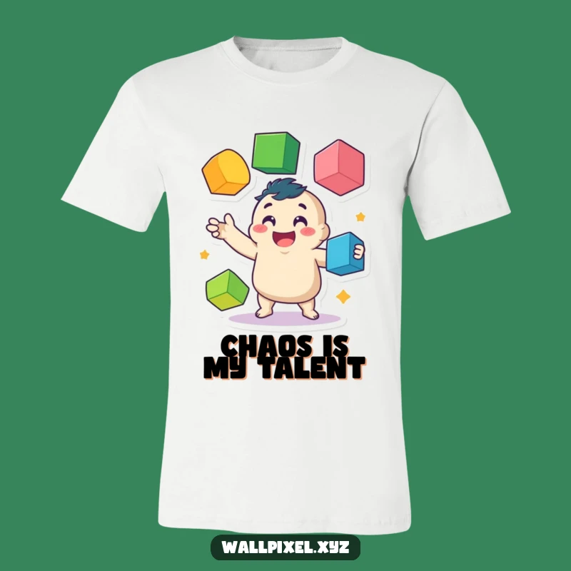 Funny T-Shirt: Wobbly Juggler, Pixel Character Fun, Colorful Cubes, Awesome Funny Gift