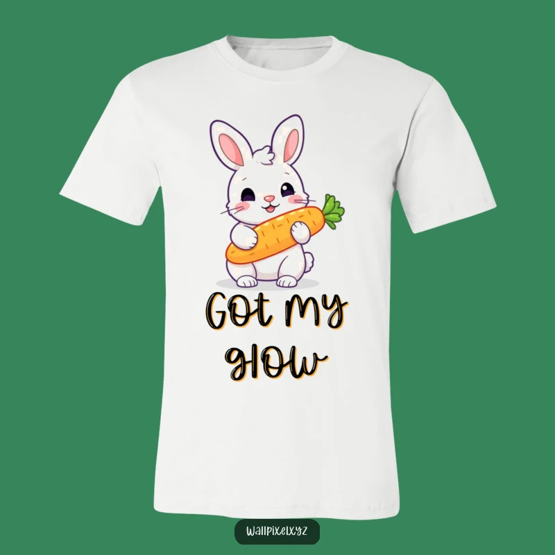 Funny Pixel Rabbit Carrot T-Shirt - Glowing Veggie, Perfect Funny Gift Tee
