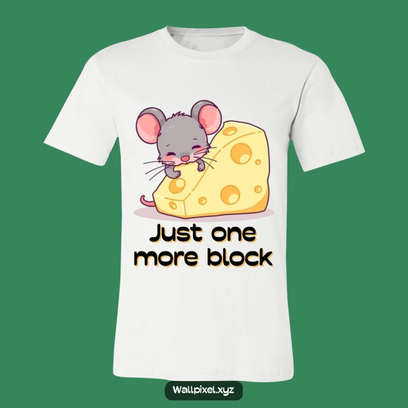 Funny Pixel Mouse Nibbling Cheese T-Shirt - Awesome Retro Gaming Apparel
