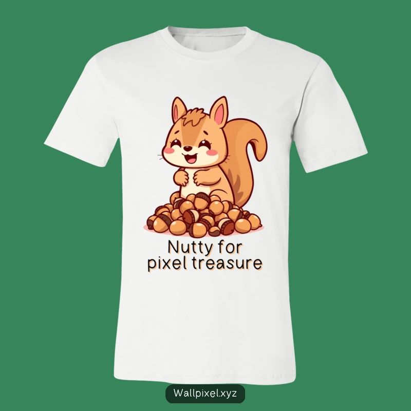 Funny Blocky Squirrel T-Shirt: Pixel Acorn Hoarder, Hilarious Funny Gift Tee