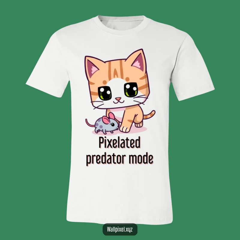 Funny Pixel Cat T-Shirt: Exaggerated Eyes for a Hilarious Look Gift