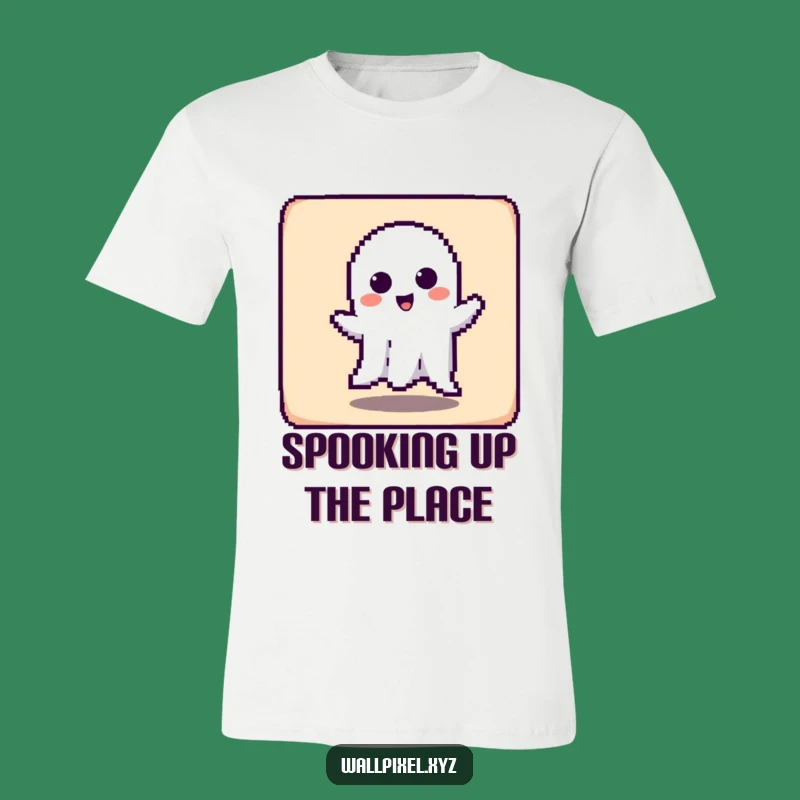 Retro Funny Pixel Ghost T-Shirt: Spooky Fun for Playful Haunters