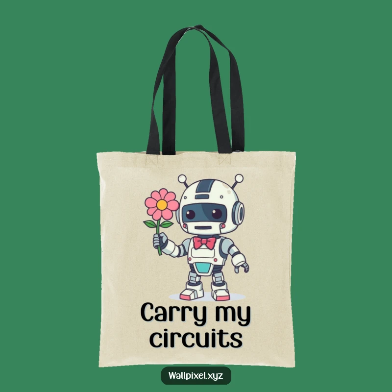 Funny Retro Robot Flower Tote Bag, a Charming Accessory Gift