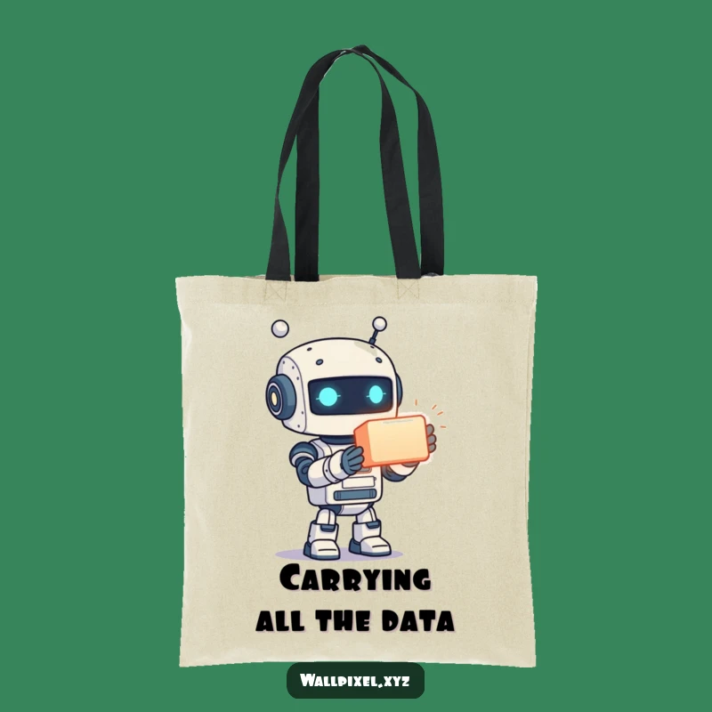 Funny Tote Bag: Pixelated Robot Treasure, Glowing Cube Carrier, Your Stylish Funny Gift