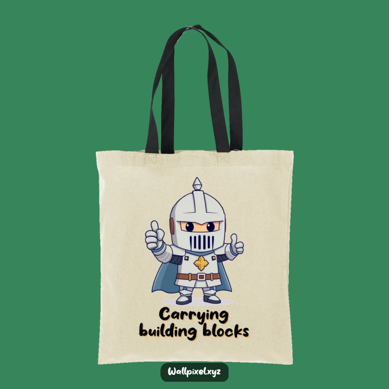 Funny Block Knight Tote Bag: Carry Your Positivity in Heroic Style!