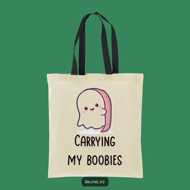 Funny Ghost Peeking Pixel Tote Bag: Carry Your Essentials with Retro Humor