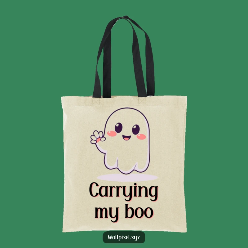 Funny Pixel Ghost Tote Bag - Friendly Waver, Perfect Funny Gift for Haul