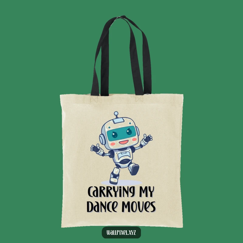 Funny Pixel Robot Dance Tote Bag: Carry Your Moves with Hilarious Style
