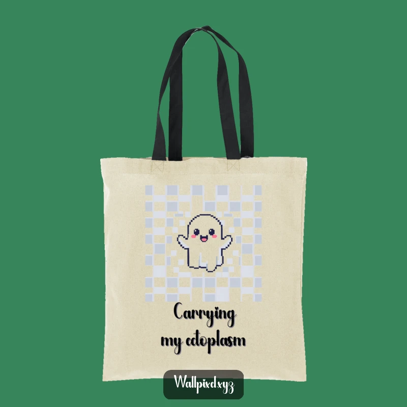 Funny Pixel Ghost Tote Bag: Retro Gaming Style for Your Everyday Carry Gift