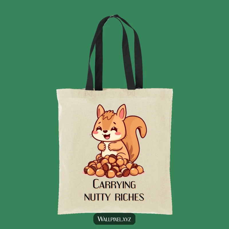 Funny Blocky Squirrel Tote Bag: Acorn Collector, Perfect Funny Gift Accessory
