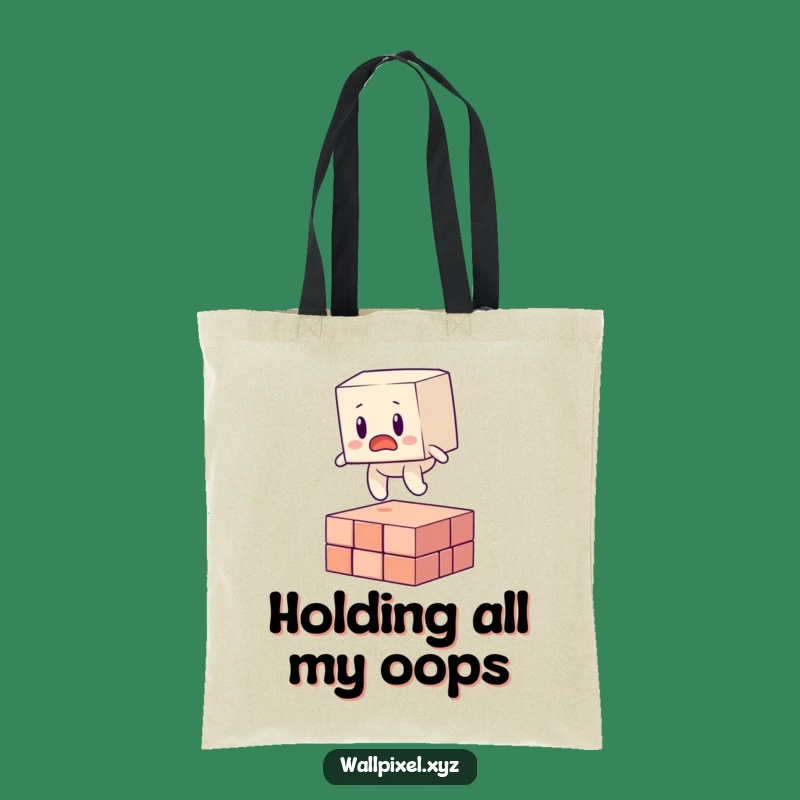 Funny Blocky Figure Pixel Trip Tote Bag - Quirky & Humorous Shopping Accessory
