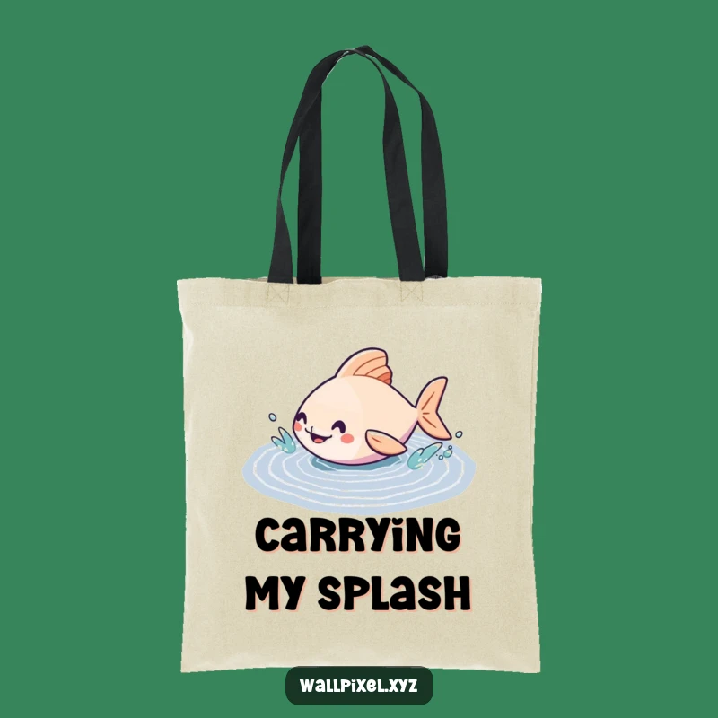 Funny Geometric Fish Tote Bag: Carry Your Art with This Pixelated Puddle Accessory