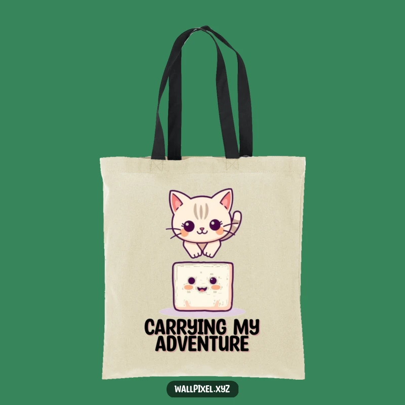 Funny Pixel Cat Leap Tote Bag: Carry Your Playfulness Everywhere!