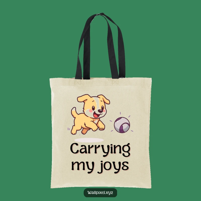 Funny Pixel Dog Ball Chase Tote Bag - Retro Gaming Accessory