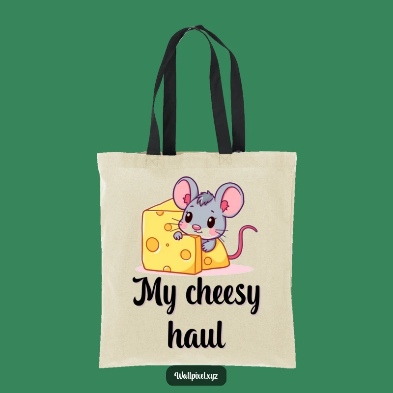 Funny Pixel Mouse Cheese Tote Bag - Quirky Snack Accessory