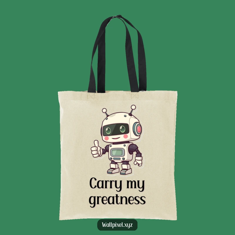 Funny Pixel Robot Tote Bag: Carry Positivity Everywhere